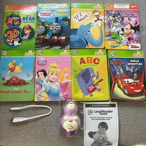 8 LeapReader Junior Books and the purple puppy book pal